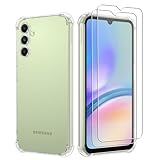 iCatchy Case for Samsung Galaxy A05s Phone, Shockproof Transparent Anti-Scratch Bumper Back Cover with 2-Pack Tempered Glass Screen Protector Compatible with Samsung A05s (Clear)