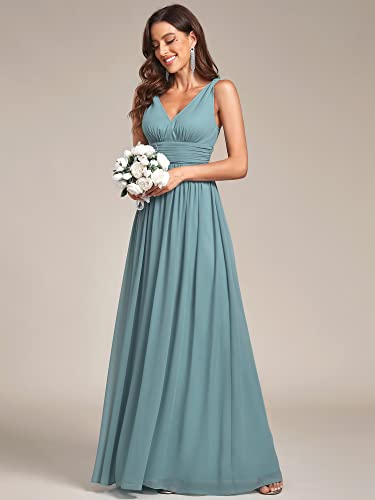 Image of Ever-Pretty Womens Bridesmaid Dress V-Neck Sleeveless A Line Chiffon Floor Length Formal Dress 09016