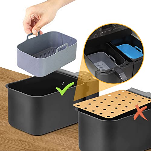 image for Taicols Silicone Pot for Ninjas Dual Air Fryer, 2 Pcs Silicone Air Fry
