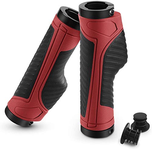 HUGEE Puños para Bicicleta - Puños Ergonómicos Antideslizantes para Bicicleta,Manillar de Goma Antideslizante e Impermeable para Bicicleta,Adecuado para Bicicleta Plegable MTB BMX (Rojo)