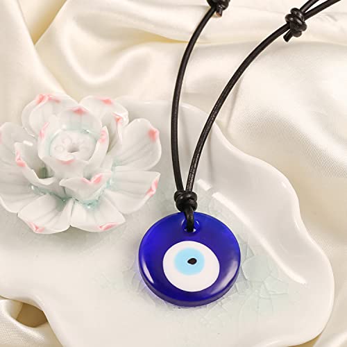 Sofybja Evil Eye Necklace Blue Turkish Glass Pendant Necklace Leather Cord Rope Choker For Women Lucky Charms Protection Jewelry… #TOP6