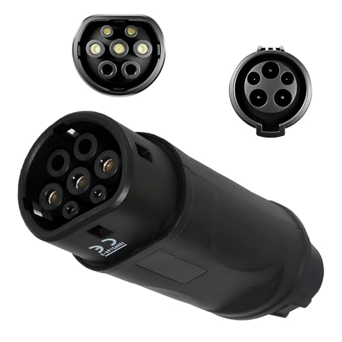 E-S1mple EV Adapter Type 1 to Type 2 32A 7.2 KW for Type 2 Electric Vehicles (SAE J1772 to IEC62196) EV Charging Cable Adapter for 7 Holes EV Car Male Socket