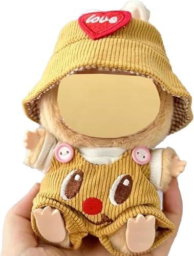OYZOQ Kleidung für labubu, Butterbär-Overall-Set, passend für 17 cm große -Puppen