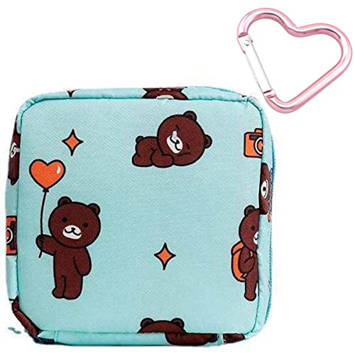 Adorable Pink Peri - Reusable Sanitary Napkin Pads Storage Bag Portable for Women Girls | Made of Nylon + Water Resistance | Zero Waste Period (Bear Bear)