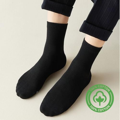 Mens Cotton Socks – Comfortable, Breathable & Durable – Soft – Perfect for Work, Casual, and Formal Wear – 80% Cotton, Reinforced Toe, Classic Plain Calf Design (UAE size 39-42, 6 pairs, Black)