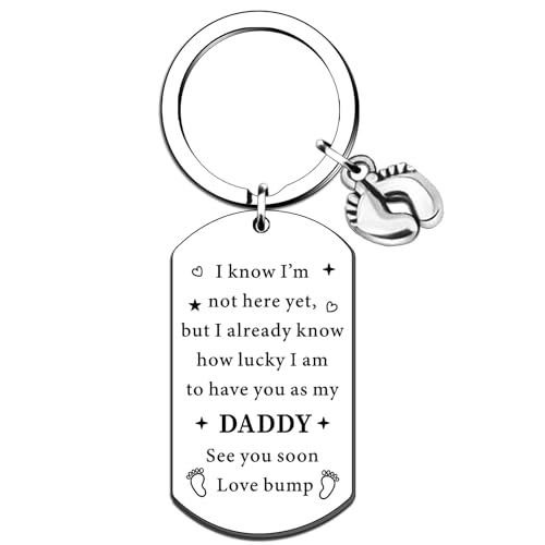 SMARGO Daddy to Be Gifts Dad to Be Keyring Pregnancy Baby Announcement Gifts for Him Fathers Day Presents for New Father Christmas Birthday Presents