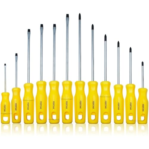 Kit Jogo Chave De Fenda E Phillips 12 Peças De Aço Profissional | Uso Profissional, Imantada, Cabo Ergonômico, Kit Ferramentas, Manutenção, Uso Doméstico, Resistente