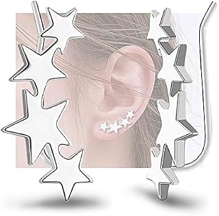 Sterling Silver Star Ear Climber - Hypoallergenic Ear Cuffs Stars Ear Crawler for Women Girls, Sterling Silver, not known