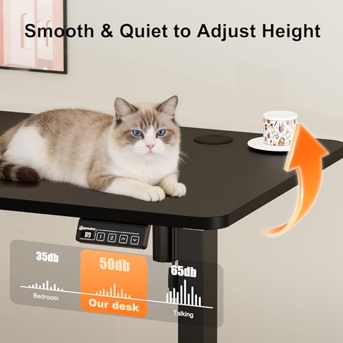 Image of ERGOMAKER Electric Standing Desk 140x60cm (55.1 inchx23.6 inch), Height Adjustable Sit Stand Desk with Splice Board for Home Office, Computer Desk Memory Preset (Black Frame + Black Desktop)