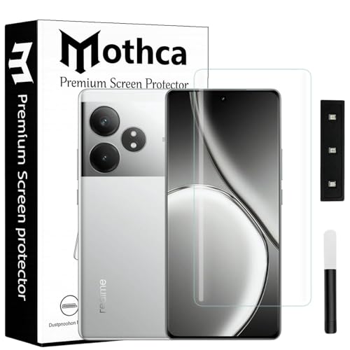 Image of Mothca Premium UV Tempered Glass Screen Protector for Realme GT 6 / GT 6T | Transparent | Pack of 1 | Full Screen Coverage with UV Installation Kit