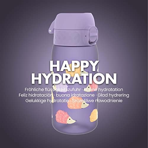 Ion8 Leak Proof Kids Water Bottle, BPA Free, Hedgehogs, 350 ml 12 oz, I8RF350PVHHOG
