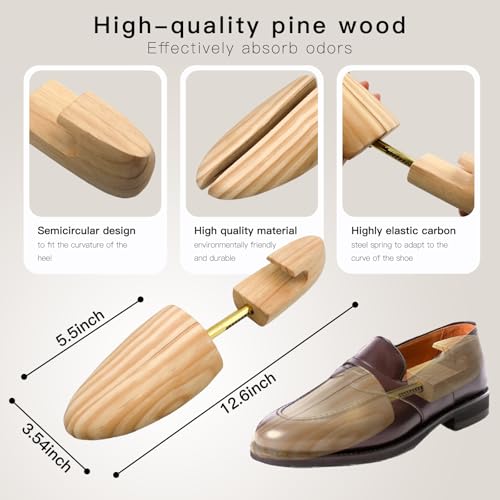 JJDPARTS Wooden Shoe Tree for Men and Women, Shoe Trees for Sneakers, Widener, Maintain Shape and Prevent Creases, 1Pair (S(for US Size 6.5-10)) - Thumbnail 2
