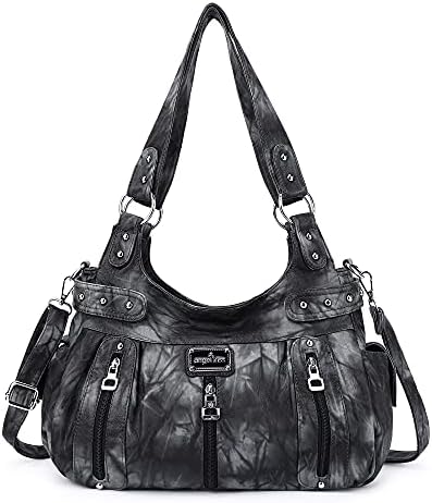 Angelkiss Large Purses and Handbags for Women Washed Faux Leather Crossbody Hobo Satchel Shoulder Handbag Tote Purse
