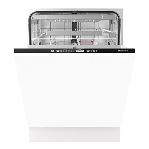 Hisense HV6131 - Lavavajillas Integrable 60 cm Ancho Hisense, A+++ con 16 cubiertos, 3 cesta superior regulable, 5 Programas y bajo nivel sonoro, Negro azabache