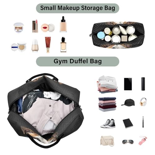 Large Travel Duffel Bag, American Bulldog Sports Tote Gym Bag, Shoulder Weekender Overnight Bag for Women Men, Carry On Luggage with Toiletry Bags4