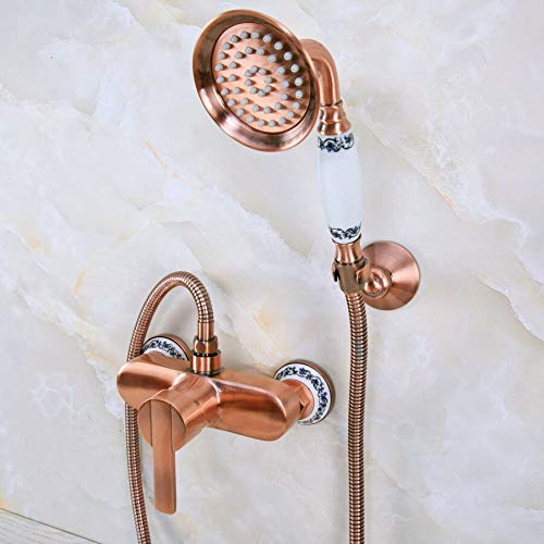 Pomme de douche à main cuivre rouge antique pour bain rétro chic