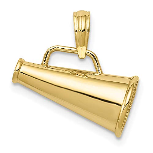 10k Yellow Gold 3 D Small Megaphone Pendant Charm Necklace Sport Cheerleading Fine Jewelry For Women Gifts For Her