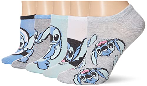 Disney Womens Lilo & Stitch 5 Pack No Show Blue Multi Fits Sock Size 9-11 Fits Shoe Size 4-10.5 U70224