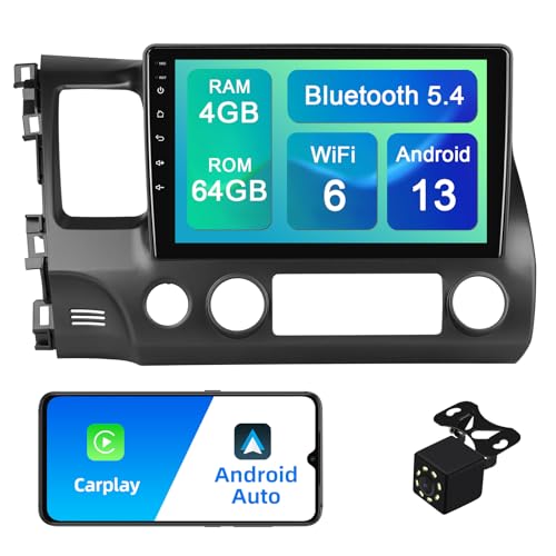Aumume 10.1 inches Android Double Din Car Stereo for Honda Civic 2006-2011 Touchscreen Screen Car Radio with Carplay & Android Auto Support Backup Camera GPS Navi FM BT by AUMUME - Used condition - US$111.27