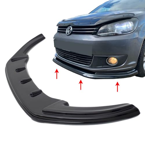 COMPATIBLE WITH VW CADDY MK3 [2010-2014] Front Lower Bumper Lip Gloss Black ABS Splitter with Fitting Kit