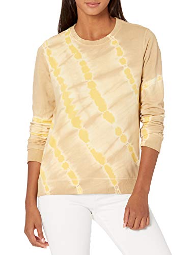 Lucky Brand Women's Long Sleeve Crew Neck Tie Dye Pullover Sweatshirt, Yellow Multi, M