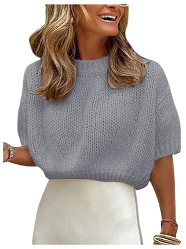Image of GORGLITTER Women's Puff Short Sleeve Crop Cropped Sweaters Top Cute Outfits | Old Money Outfits Women, Date Night Outfit for Women, Going Out Tops Trendy, Knit Tops Sweater
