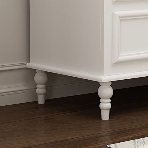 Ecacad Modern Storage Double Dresser With 7 Drawers, Wood Dresser Chest Of Drawers With Silver Handles For Bedroom, Living Room, White (55.2”W X 15.7”D X 29.6”H) #TOP5