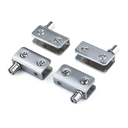 Paquete de 4 bisagras pivotantes de cristal para puerta, sin perforación, para puerta de armario de ducha con plexiglás de 5 a 8 mm de grosor, acero inoxidable
