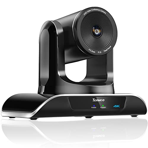 Tenveo 4K PTZ Camera Auto-Tracking AI Gesture Control 5X Digital Zoom Conference Room Camera USB 124-Degree Wide Angle PTZ Webcam for Video Conference Skype/Teams/Zoom Live Streaming