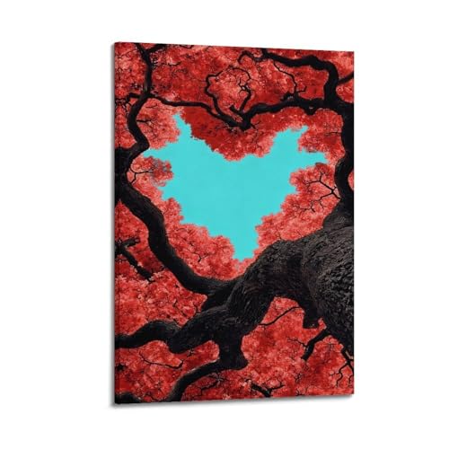 Tableau paysage abstrait rouge pour eveiller les émotions de votre interieur
