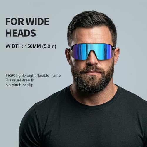 Image of BangLong XL 150MM Polarized Sport Sunglasses for Men Women UV400 Protection | TR90 Flexible Frame, TAC Scratch-Resistant Lens, 0.85oz Ultralight for Running Hiking Cycling Driving Baseball