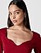 Dress the Population Women's Sonia Crepe, Knee-Length, Bodycon, Sweetheart Neck Dress, Garnet, Large