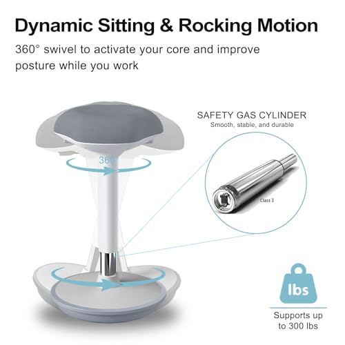 Image of Wobble Stool Adults, Adjustable Height Standing Desk Chair Stool with Non-Slip Base and Upgraded Lift,for Home and Office (Grey)