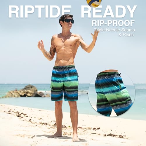 Image of Kanu Surf Men's Big Viper Extended Size Stripe Swim Trunk