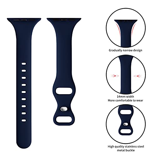 Image of Thin Slim Band Compatible with Apple Watch 38mm 40mm 41mm 42mm 44mm 45mm 46mm 49mm, Replacement Silicone Sport Strap for iWatch Series 11 /10 /9 /8 /7 /6 /5 /4 /3 /2 /1 Ultra SE Women Men, Navy Blue