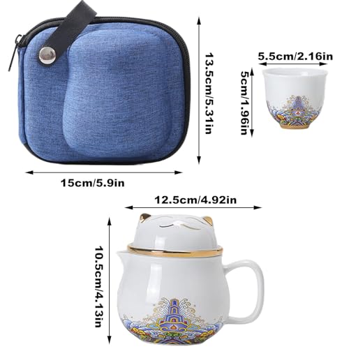 Ensemble de théière en céramique artisanale et tasses durables
