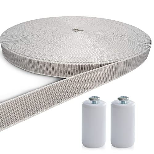Rollladenband + 2 Rolladenstopper, Weiß, Rolladen-Seil 6 m + Rollladenstopper, Weiß und Grau Cover