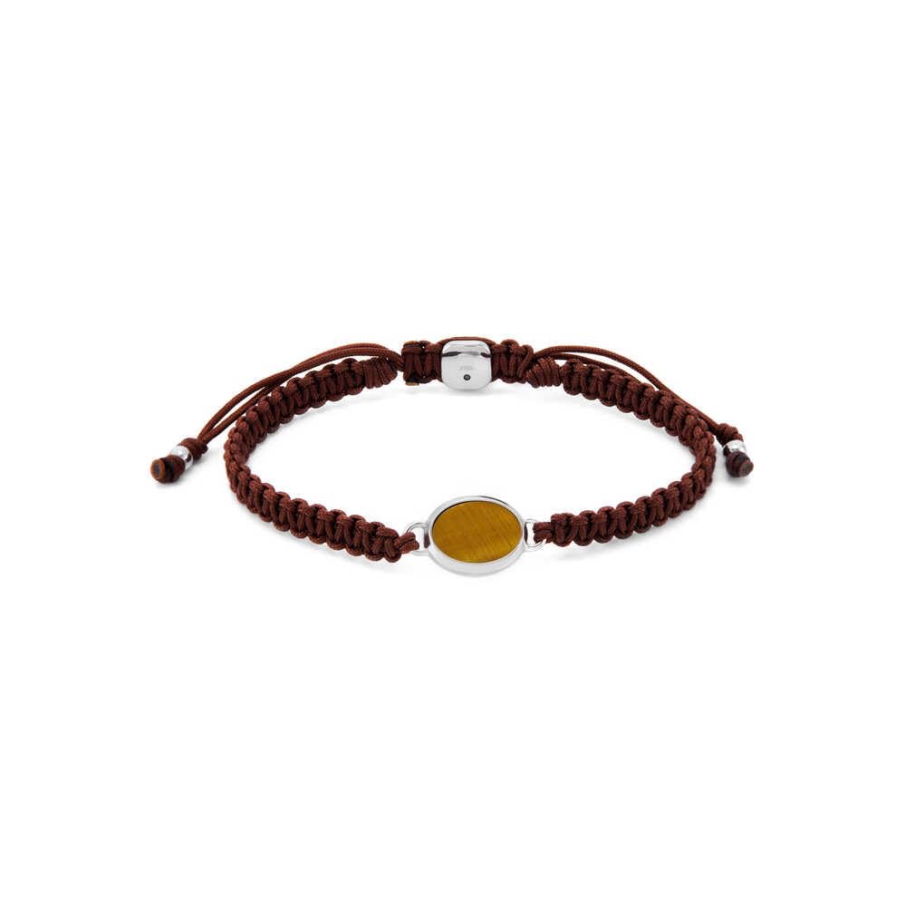 Fossil Herren-Edelstahl-Perlenarmband mit Schieberverschluss