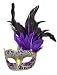 Women's Feather Masquerade Mask Venetian Halloween Mardi Gras Costumes Party Ball Prom Mask (Purple)