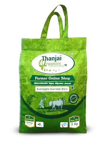 Thanjai Organics Karuppu Kavuni Rice,Black Rice,Low GI,Traditional Kavuni Arisi (Weight: 5kg)