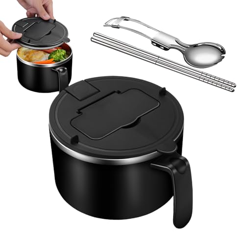 Taza de con asa: multifuncional, olla portátil con tapa | Juego de fideos de viaje con soporte para teléfono, ensalada y recipiente de almacenamiento de frutas
