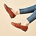 Womens Loafers Shoes Fashion Low Heel Slip on Shoes Comfortable Driving Flats PU (Brown 10)