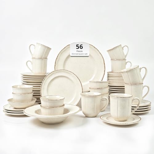 56pc Stoneware Dinnerware Set for 8