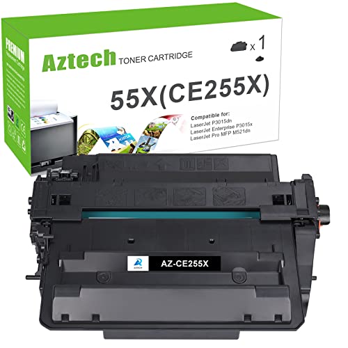 Aztech Compatible 55X Toner Cartridge Replacement for HP 55X CE255X 55A CE255A P3015 P3015dn P3015x Pro 500 MFP M521dn M521dw M521 M525 Printer Ink (Black,...
