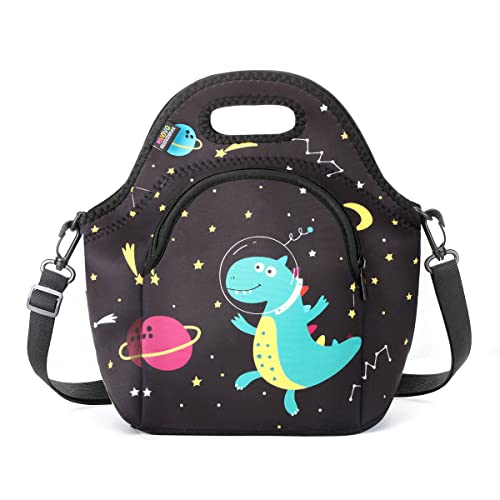 Nuovoware Bolsillo de Comida de Neopreno, 2,3L Bolsa Portátil de Alimentos con Dos Bolsillos, Bolsa de Almuerzo para Picnic Viaje Alimentos Aislados Refrigerados, Dragón de Dibujos Animados Negro Cover