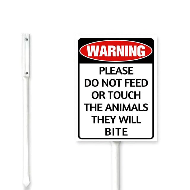 Geroclonup （18x22) Warning Please Do Not Feed Or Touch The Animals They Will Bite Yard Sign Stakes Lawn Signs Stand Rustproof Aluminum for Home Road Outdoor Decorations
