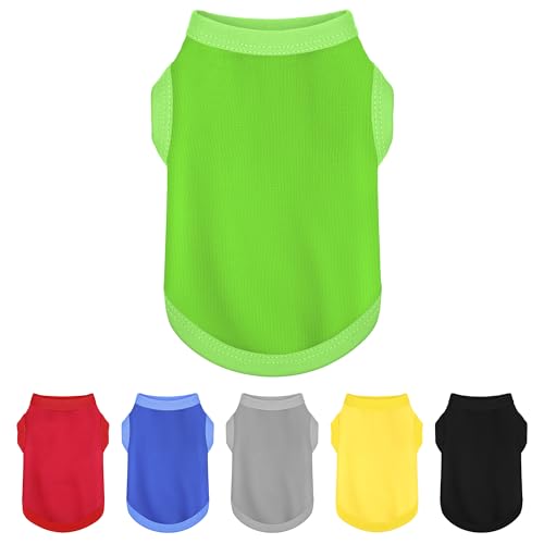 Elevate Your Dog\'s Fashion Quotient with Colorful and Breathable Sleeveless Cotton Shirts! Perfect Pet Apparel for Small to Medium Dogs Green M