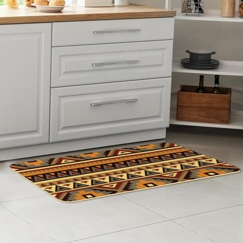 Alfombrillas de cocina antideslizantes y superabsorbentes con patrón azteca 7