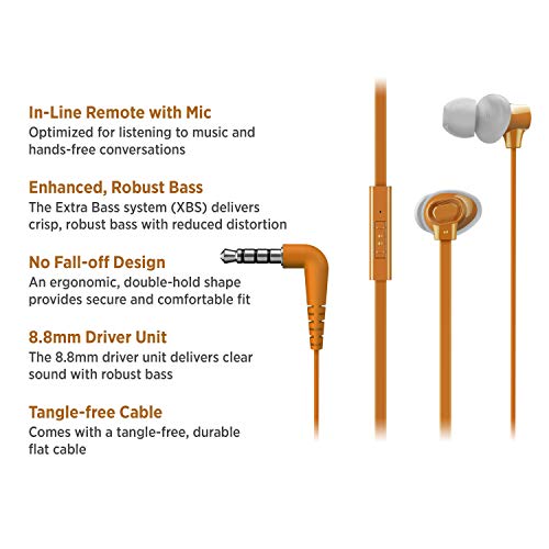 Image of Panasonic Extra Bass in-Ear Wired Earphone with Tangle Free Flat Cable, No-Fall Double Hold in-Ear Design, in Line Remote with Mic (RP-TCM130GEY, Yellow)