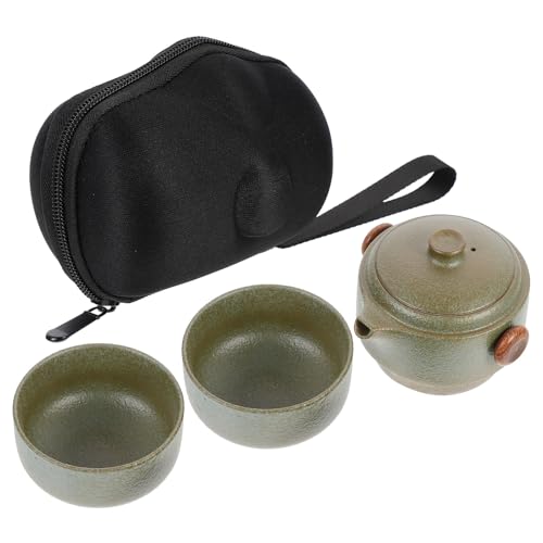Juego de té portátil de cerámica verde contra la falta de espacio al viajar 2